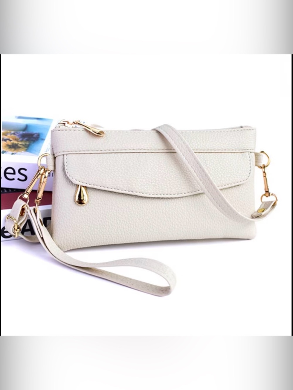 Classic Cream Crossbody Wristlet Bag